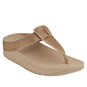 NEW FitFlop Isabelle Crystal Toe Post Sandal GOLD